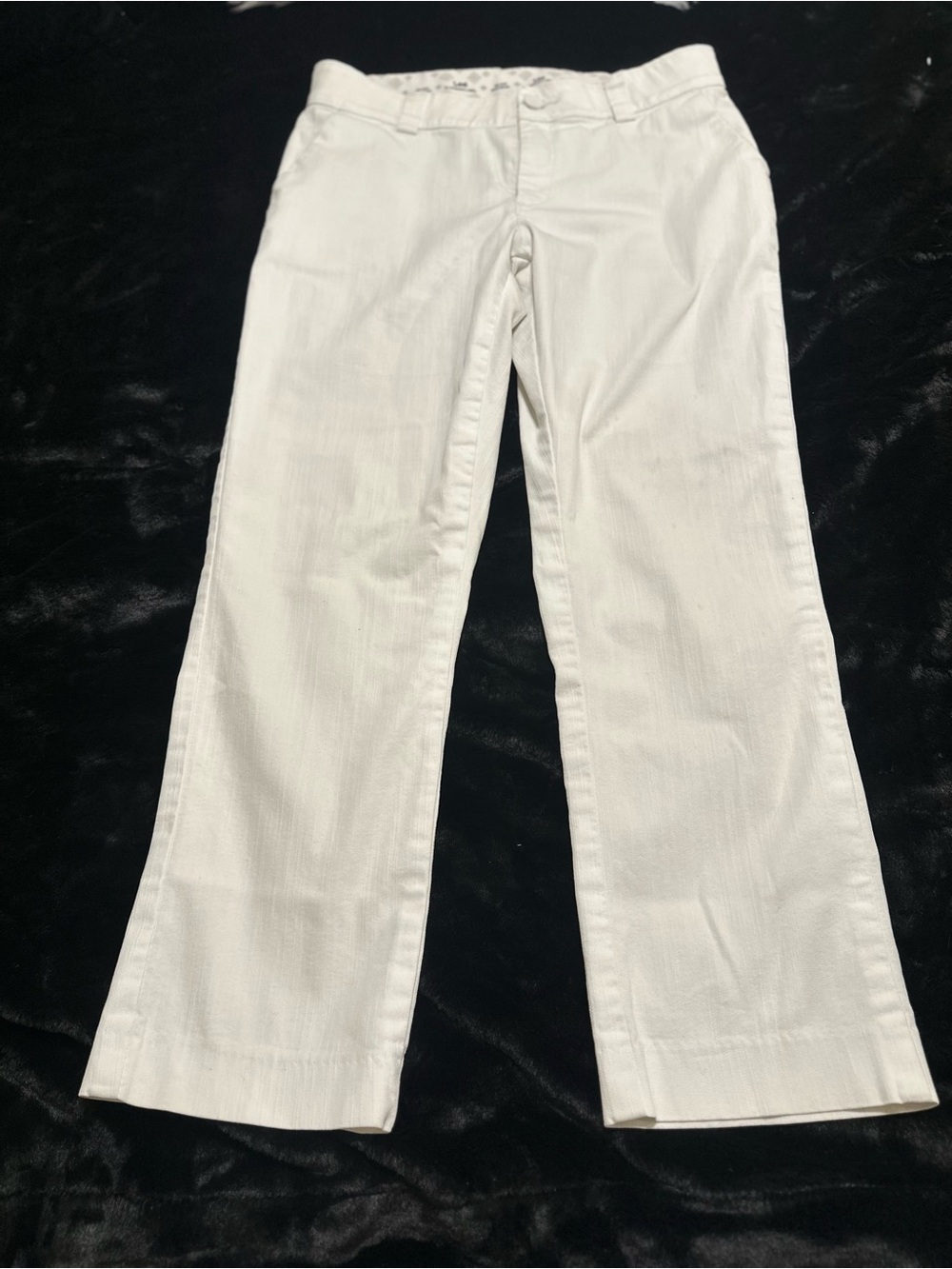 Lee Platinum White Wide Leg Flare Trouser Pants No Gap Waistband Comfort Fit -12